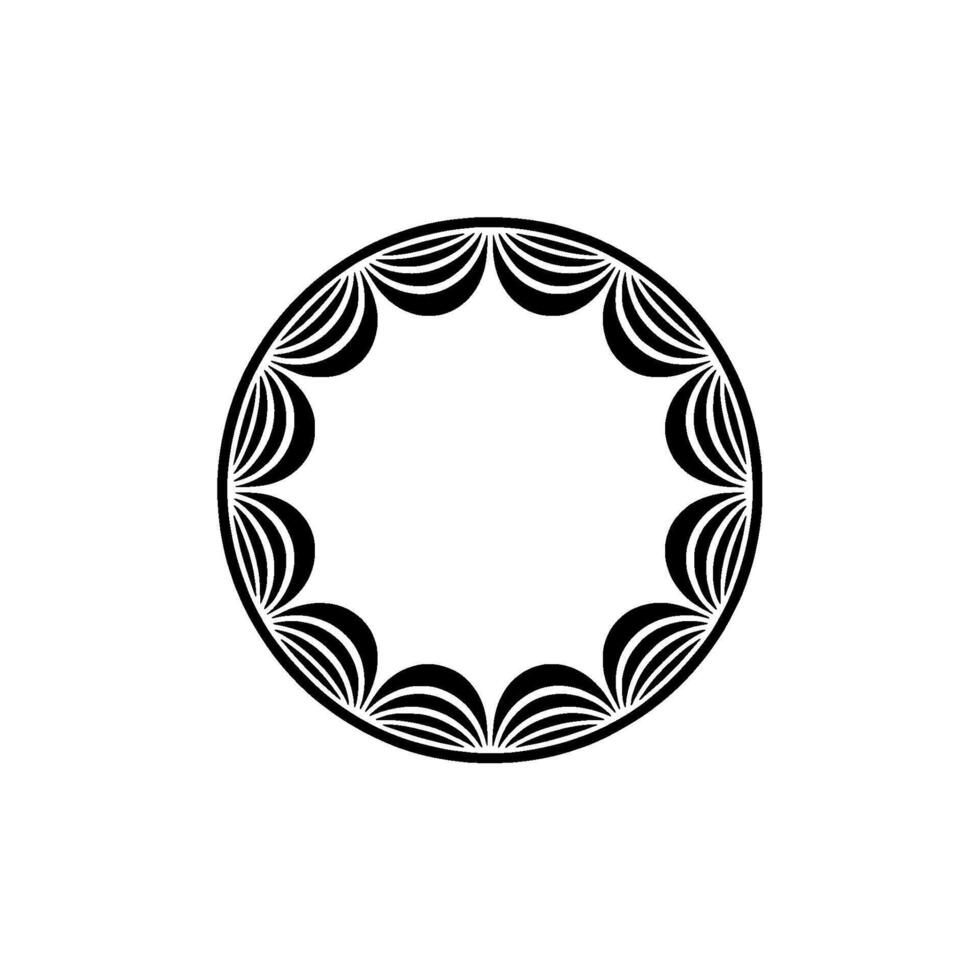 Stylized Circular Ornament, Minimalist , Black White vector