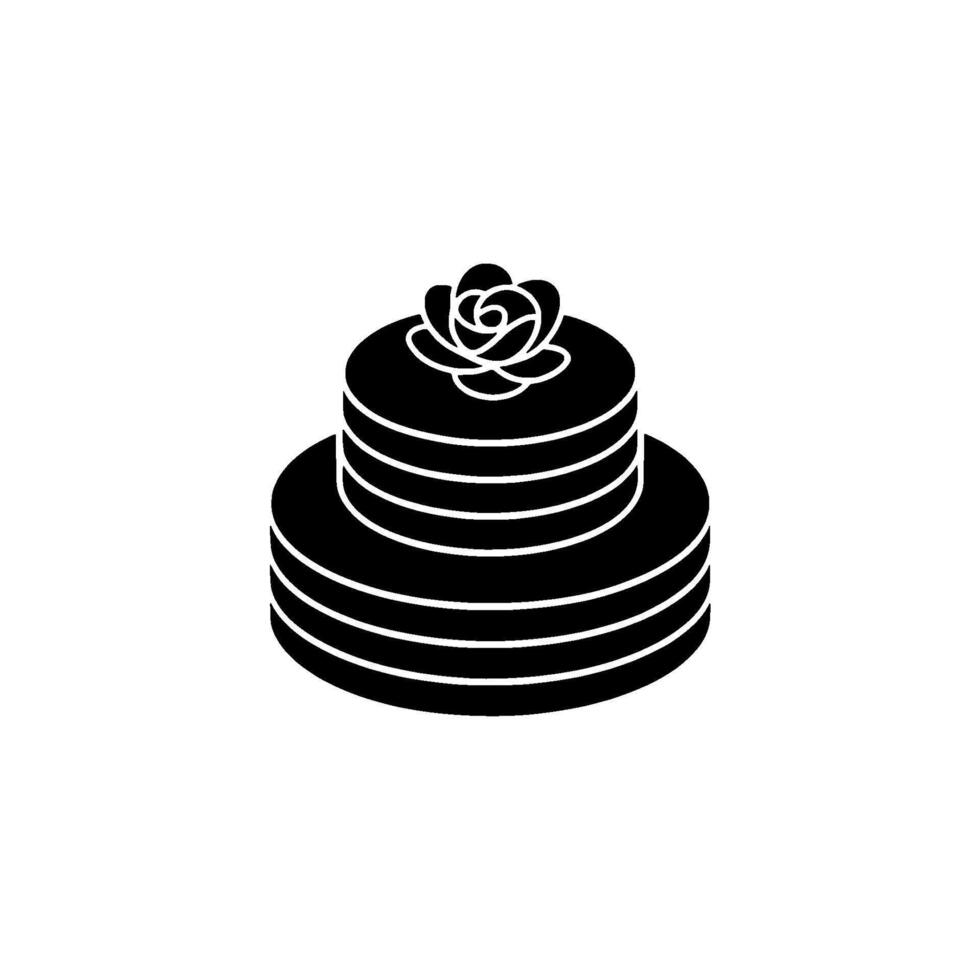 Elegant Layered Cake Silhouette, Minimalist Celebration, Floral vector