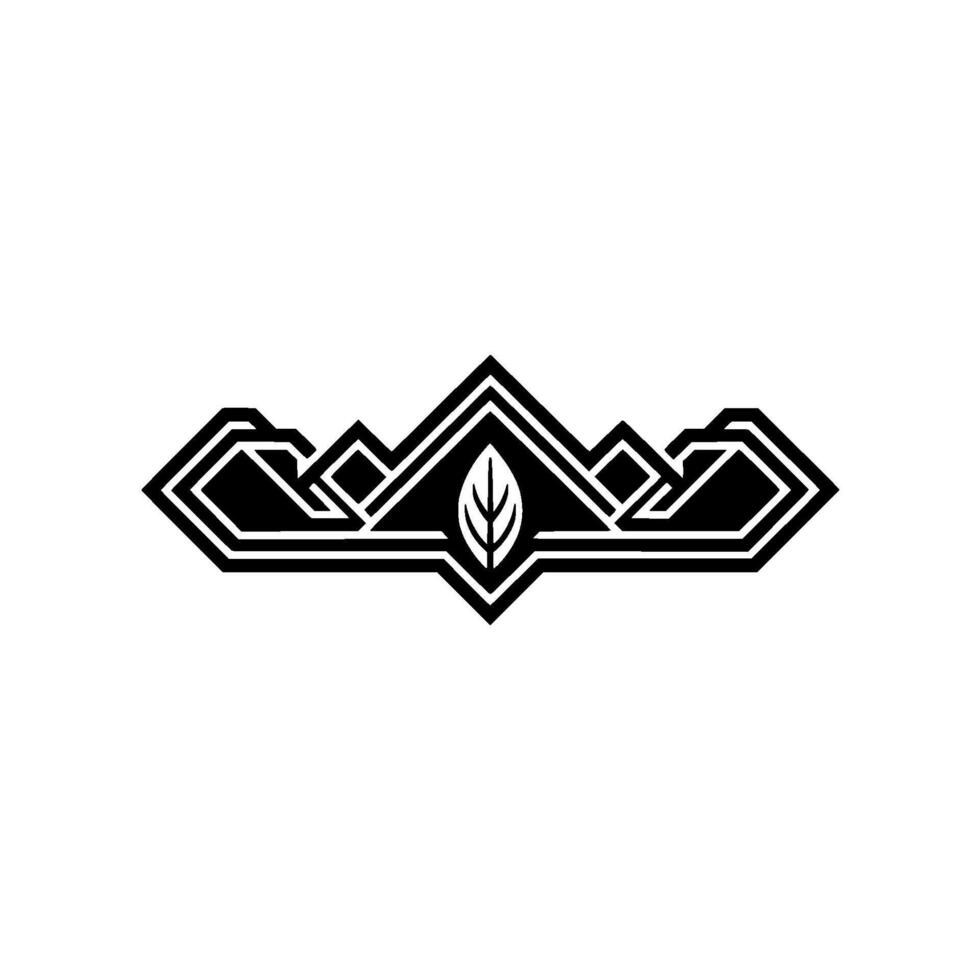 Geometric Mountain Leaf Emblem, Minimalist vector