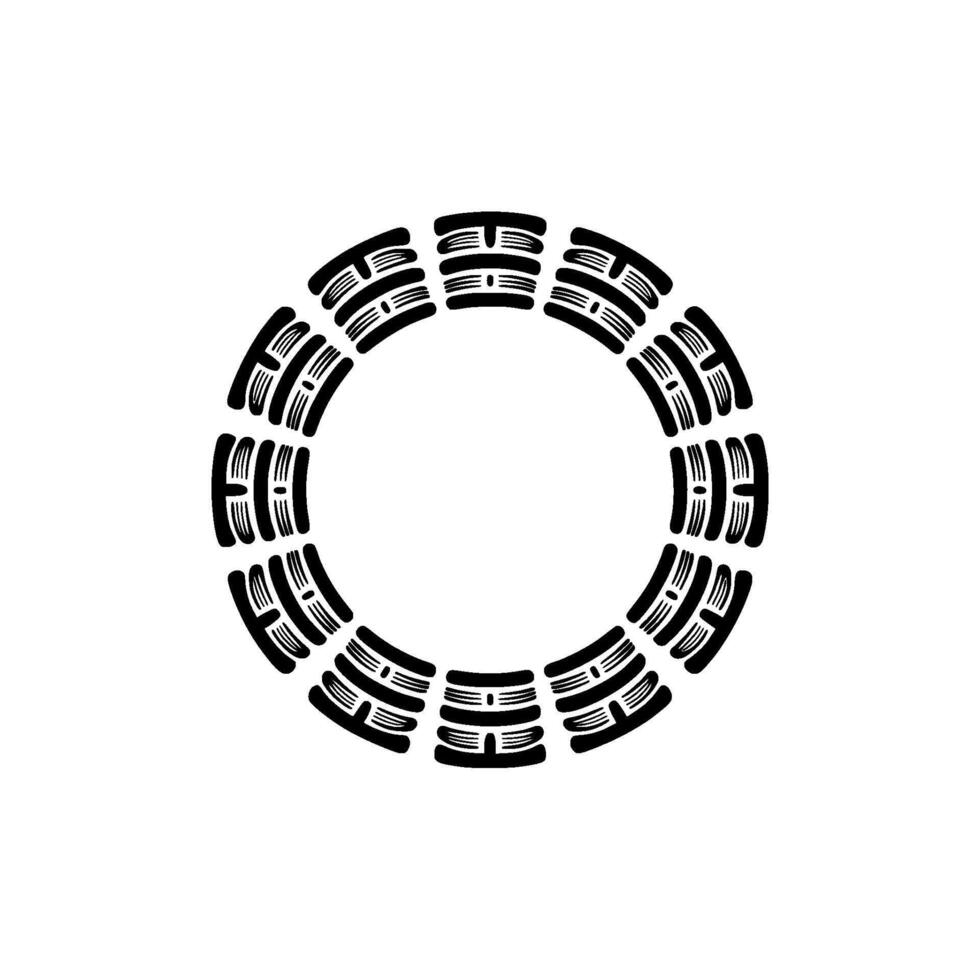 Circular Geometric Emblem, Balanced Symmetry, Minimalist vector