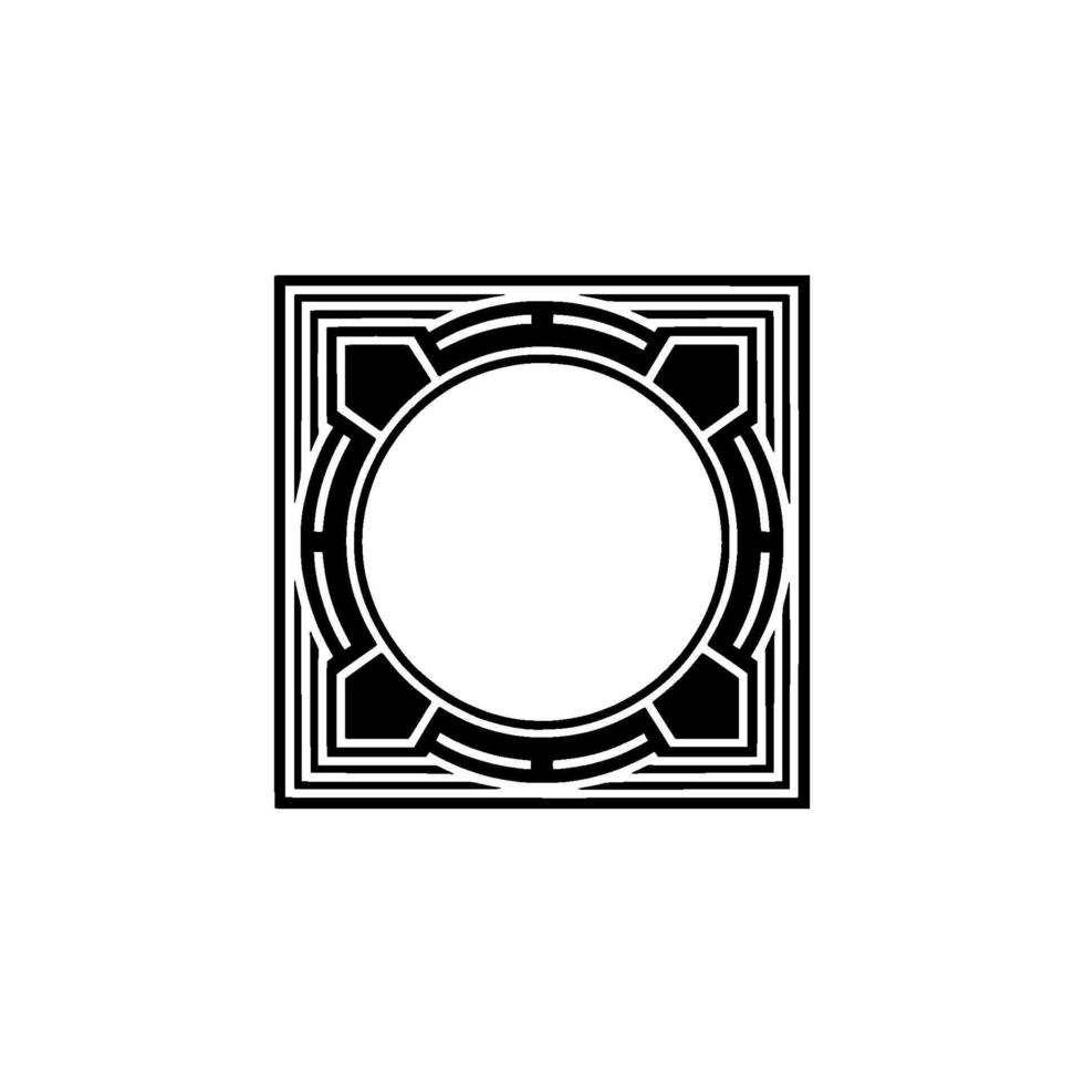 Geometric Circle Frame, Art Deco Style, Minimalist - Square vector