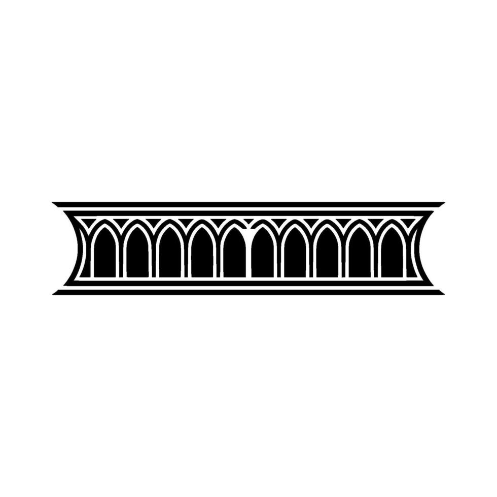 Gothic Arch Ornament, Elegant Border, Linear vector