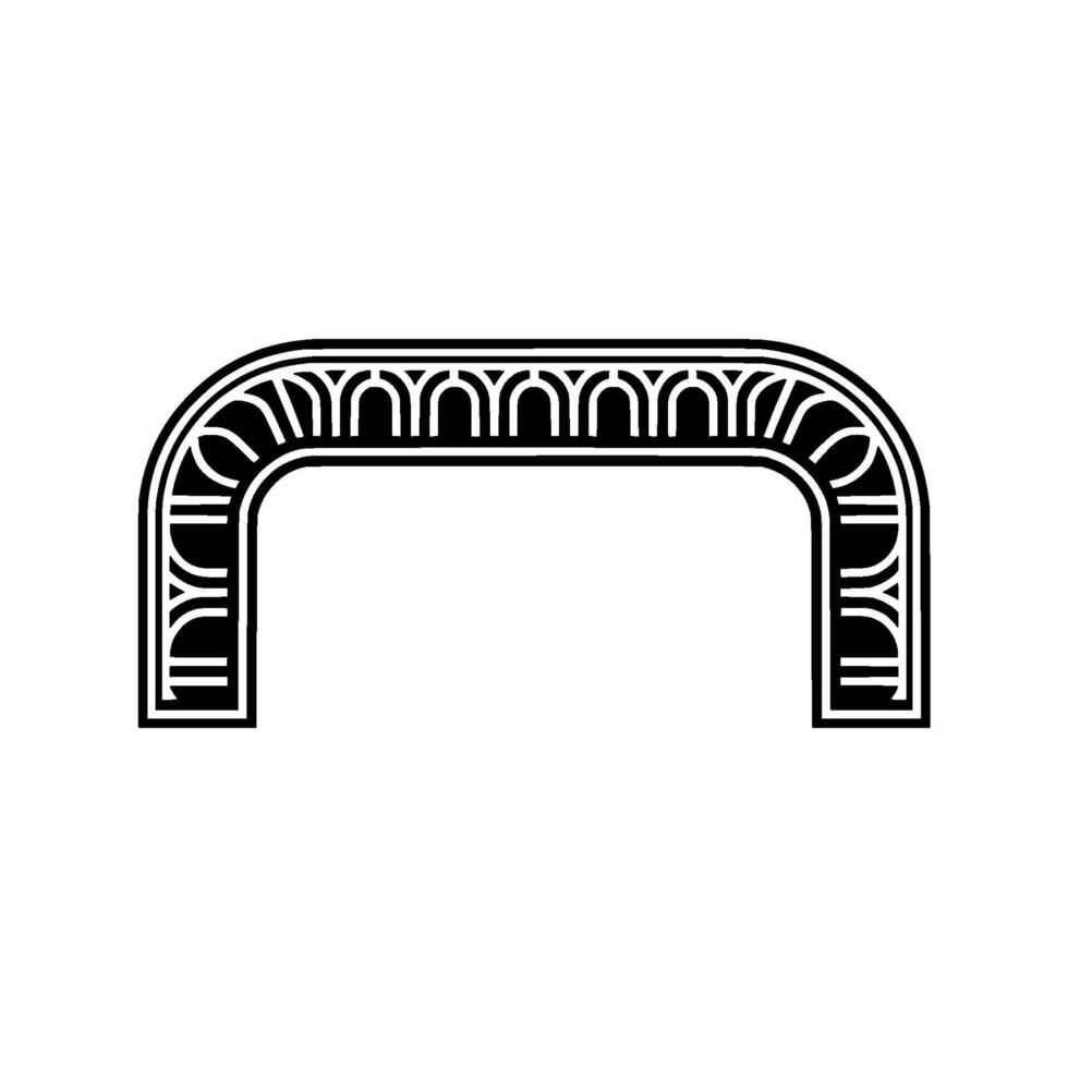 Art Deco Archway, Geometric Ornamentation, Minimalist, Monochrome vector