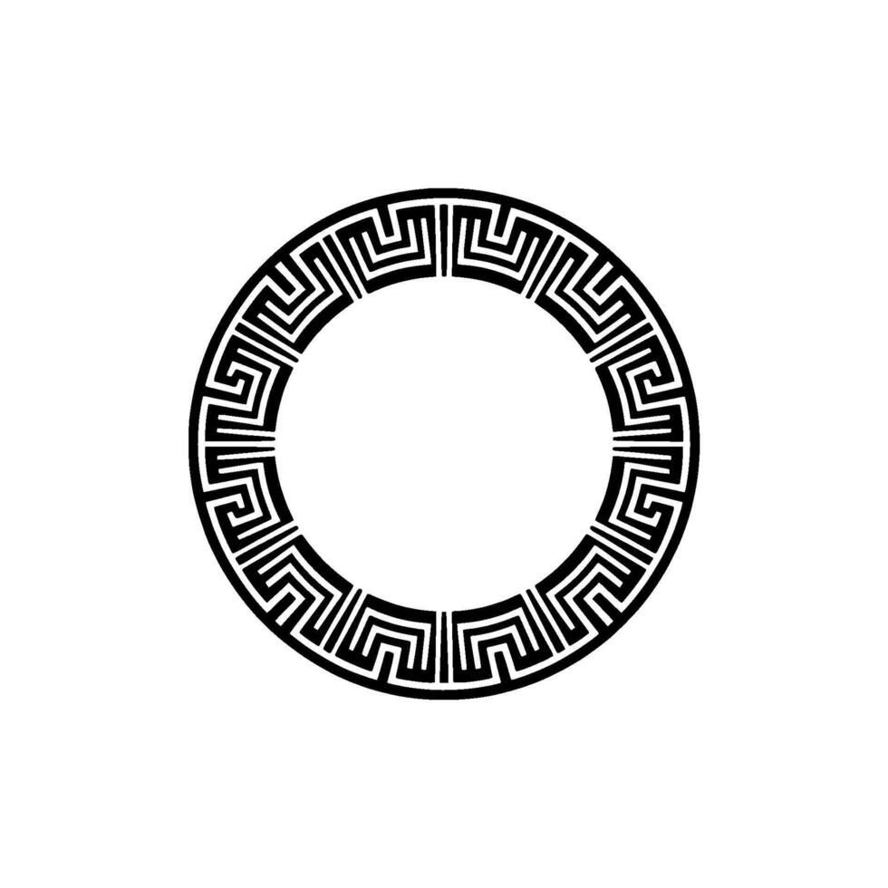 Intricate Greek Key Border, Minimalist, Circular vector