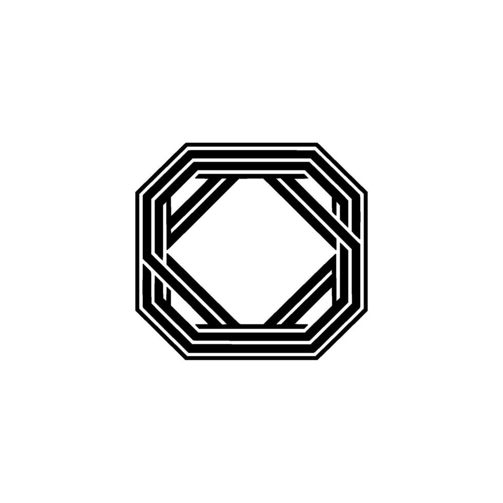 Geometric Octagon, Interwoven Lines, Minimalist Emblem vector