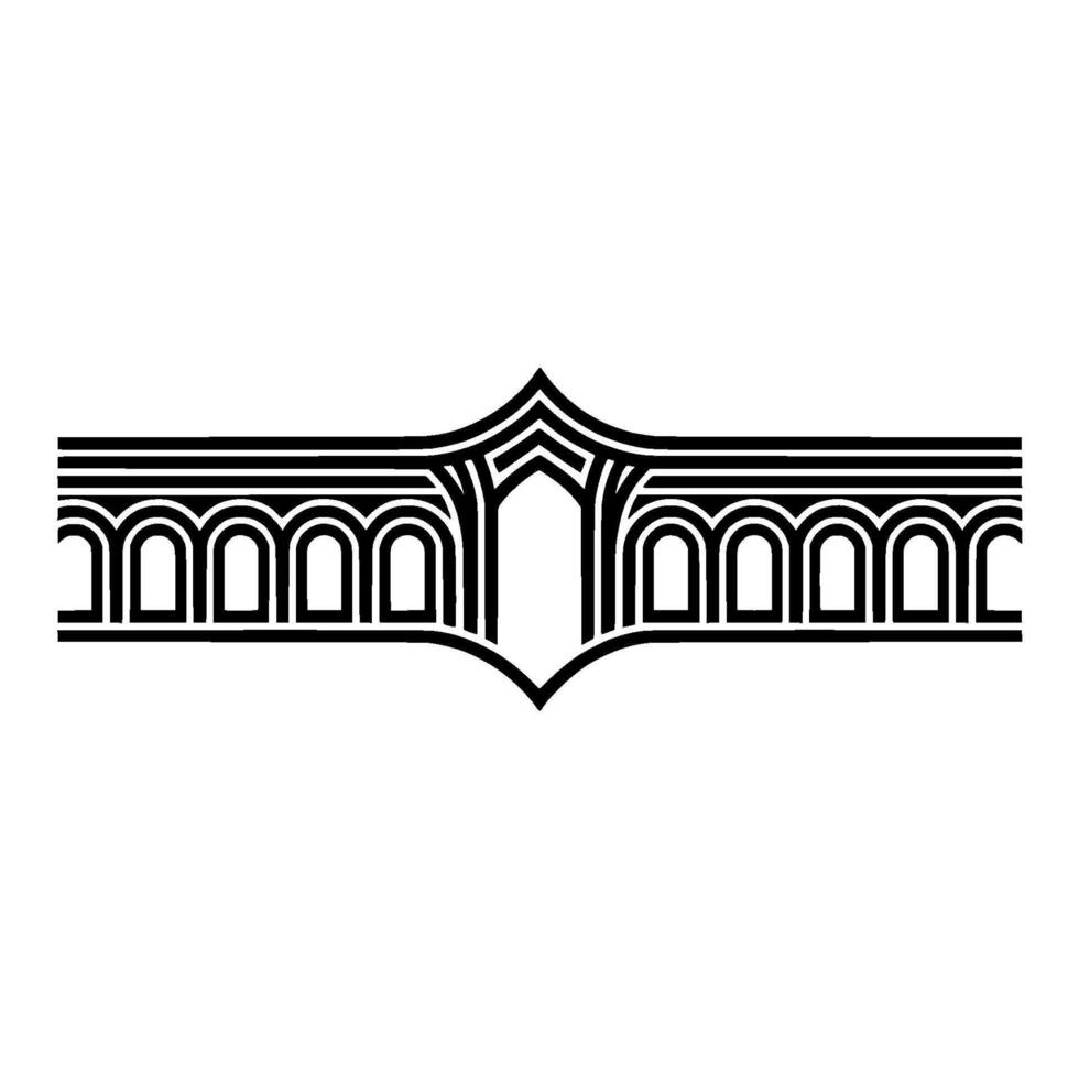 Art Deco Winged Ornament, Geometric - Line vector