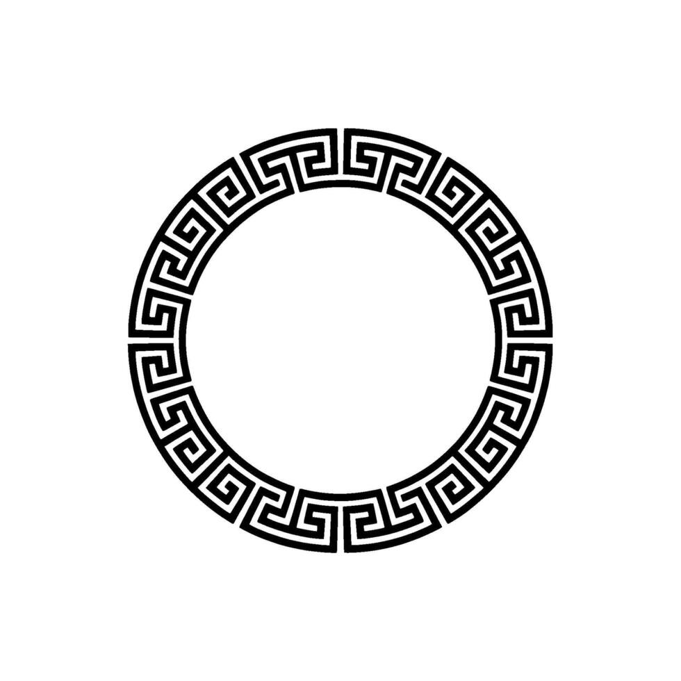Intricate Greek Key Border, Minimalist - Circular vector