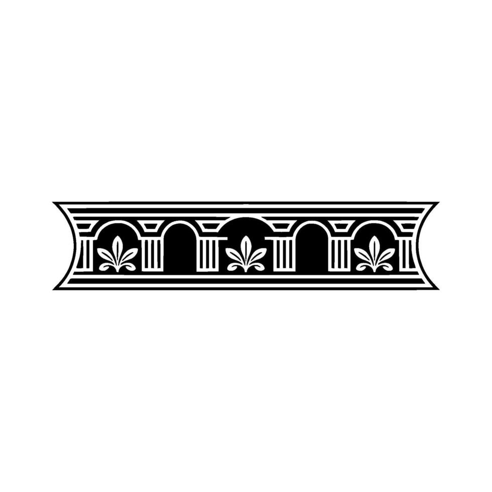 Classical Column Capital Ornament, Detailed Black White vector