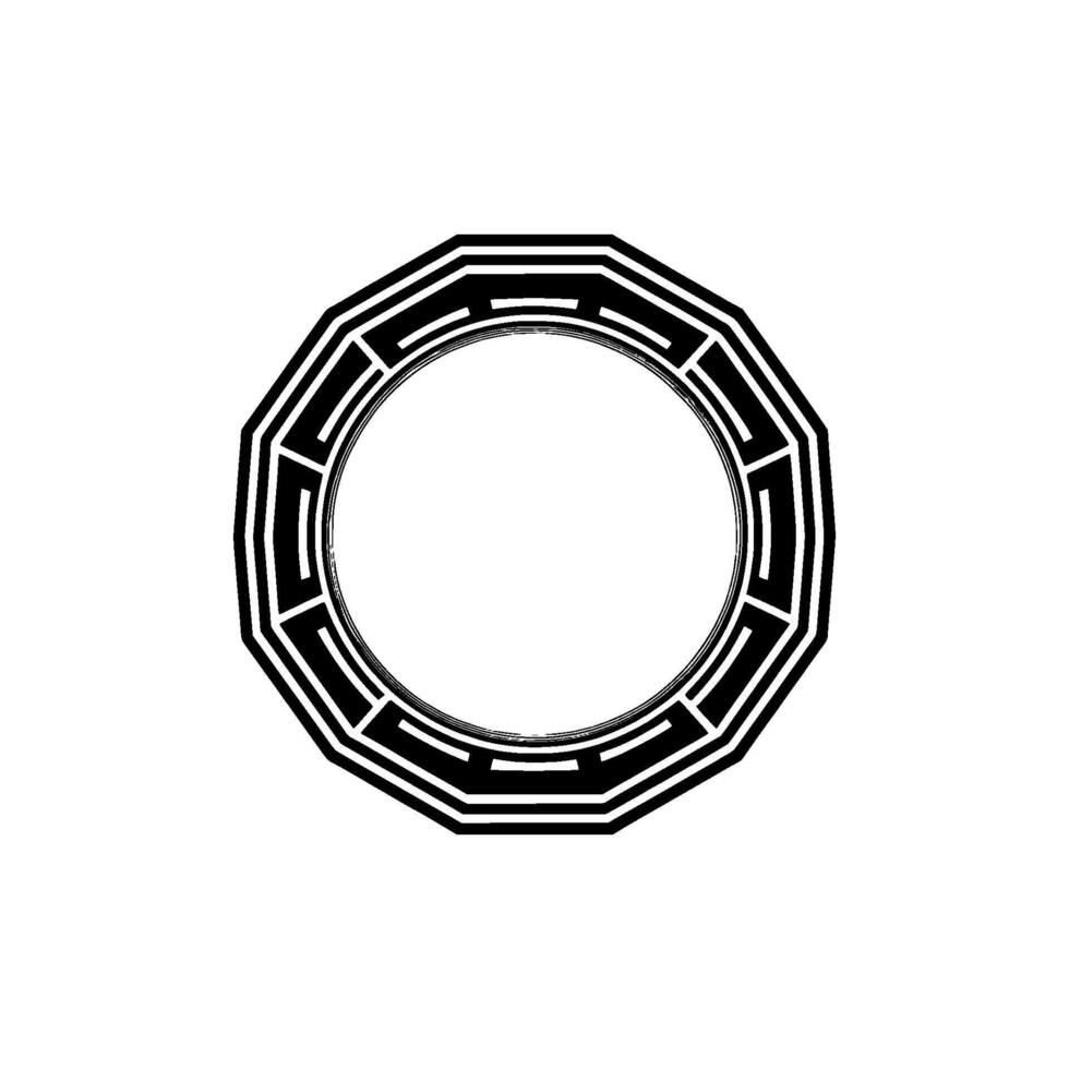 Geometric Halo Minimalist Black White Ornament vector