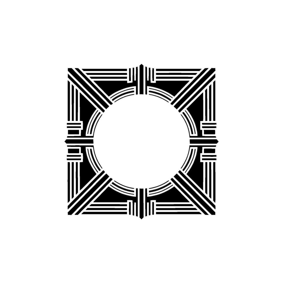 Geometric Deco Frame, Minimalist , Circular Focus, Lines vector