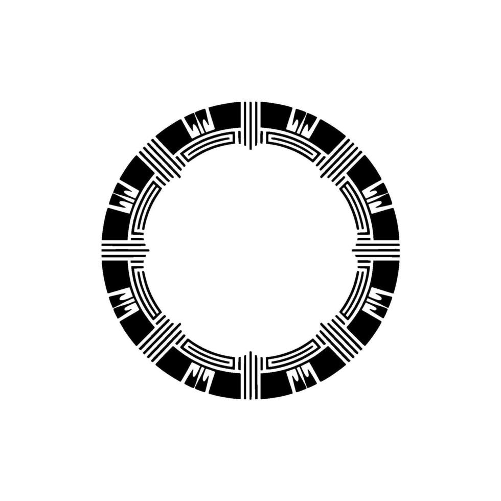 Geometric Circle Emblem, Art Deco Style, Monoline vector