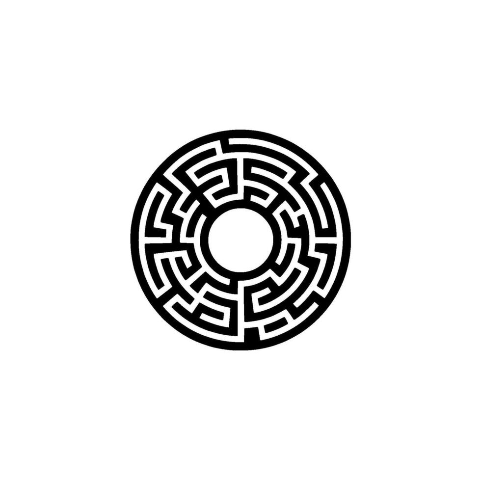 Circular Maze , Minimalist , Strategic Thinking, Geometric vector