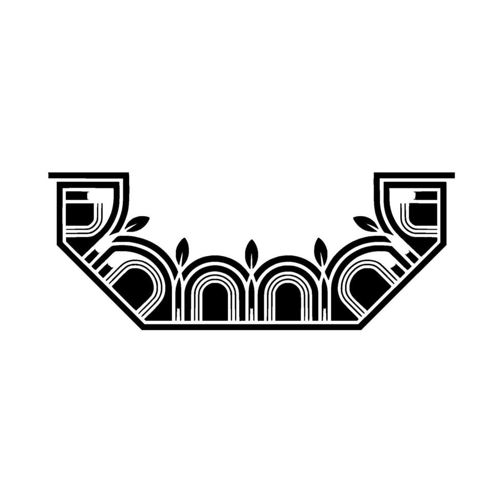 Art Deco Botanical Emblem, Geometric vector