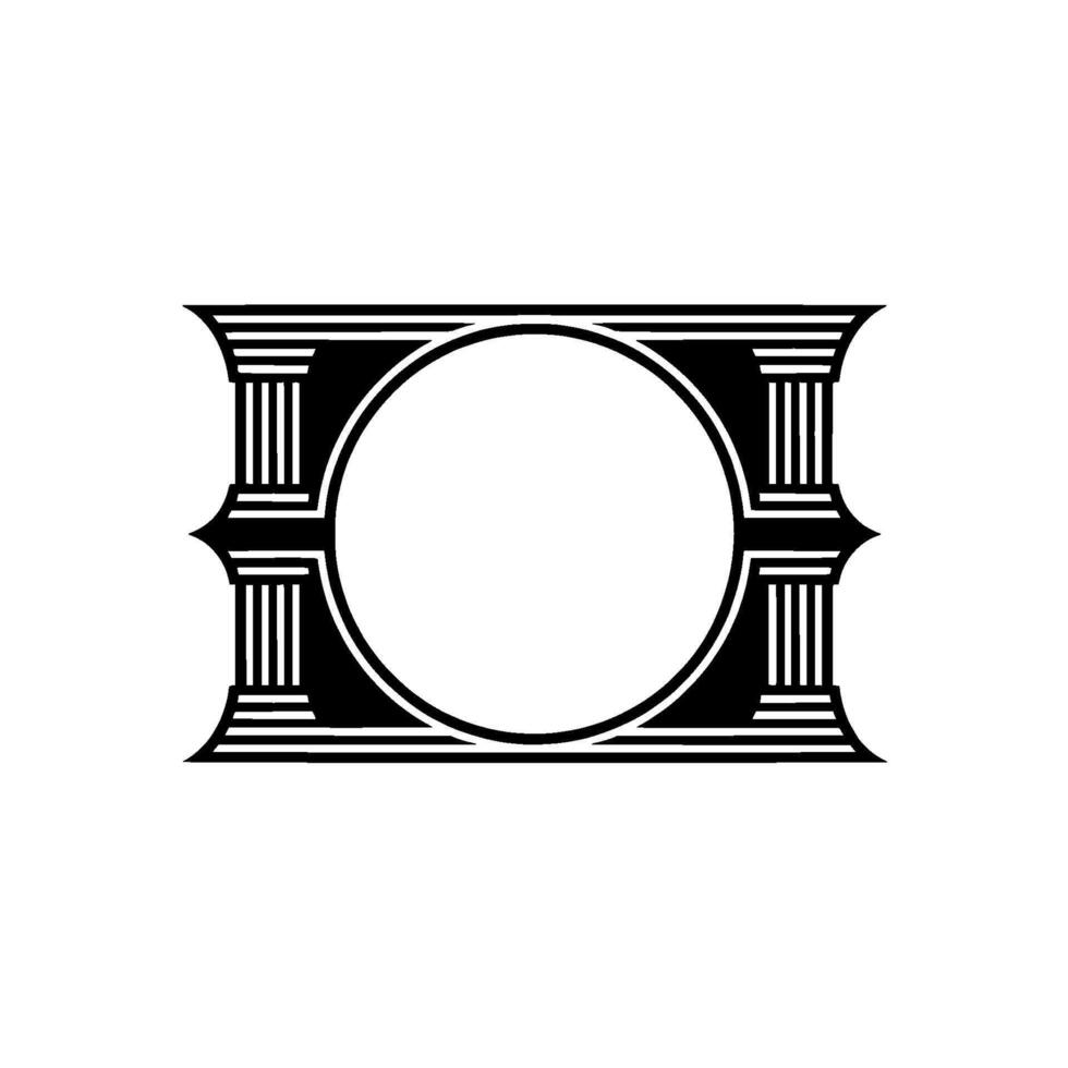 Geometric Circle Frame, Classical Revival, Minimalist vector