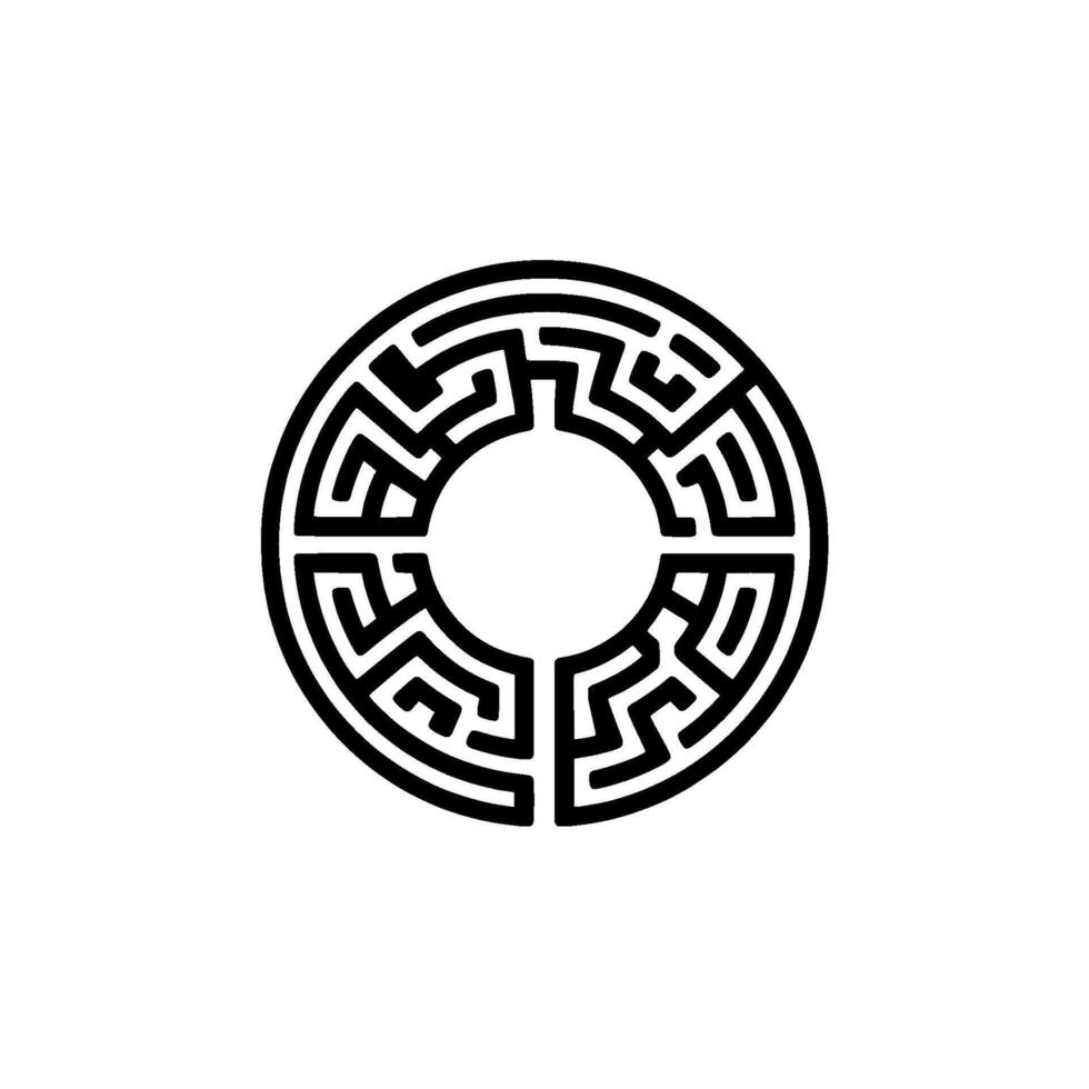 Intricate Circular Maze, Minimalist, Geometric vector