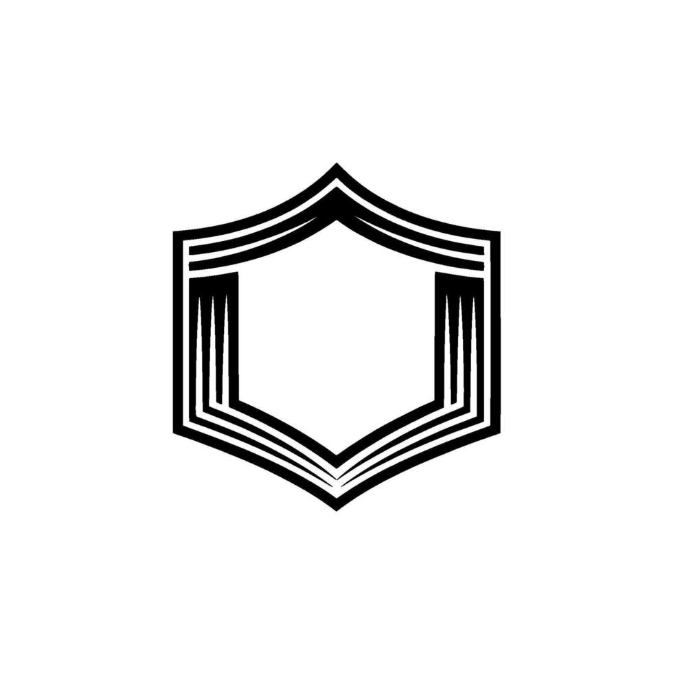 Geometric Shield Emblem, Minimalist, Hexagon vector