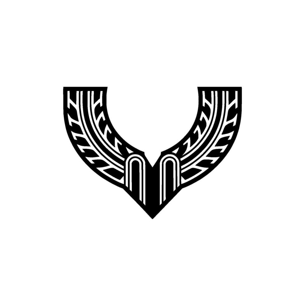 Abstract Winged Glyph, Minimalist , Organic Form vector
