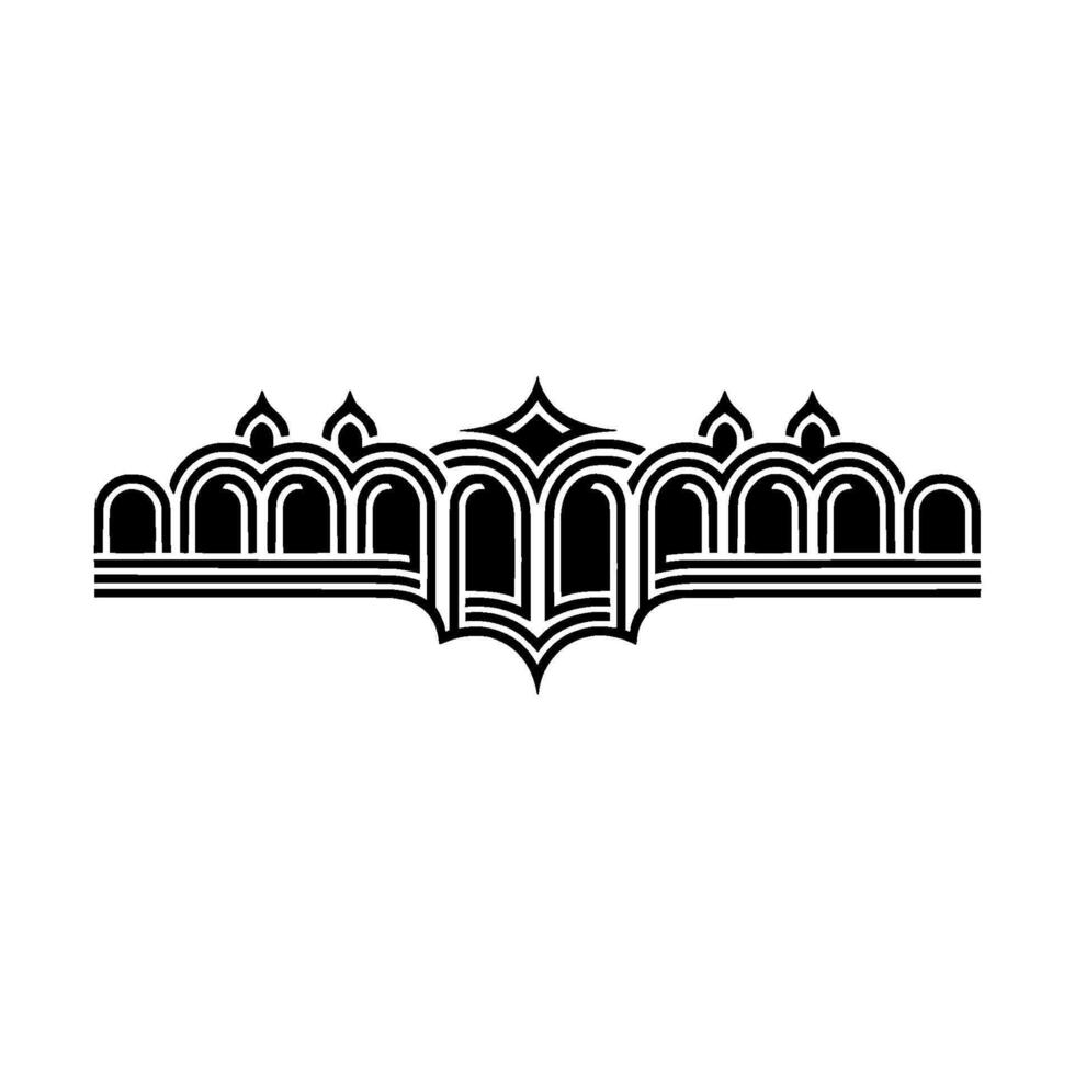 Art Deco Crest Geometric Ornament, Elegant, Line art vector