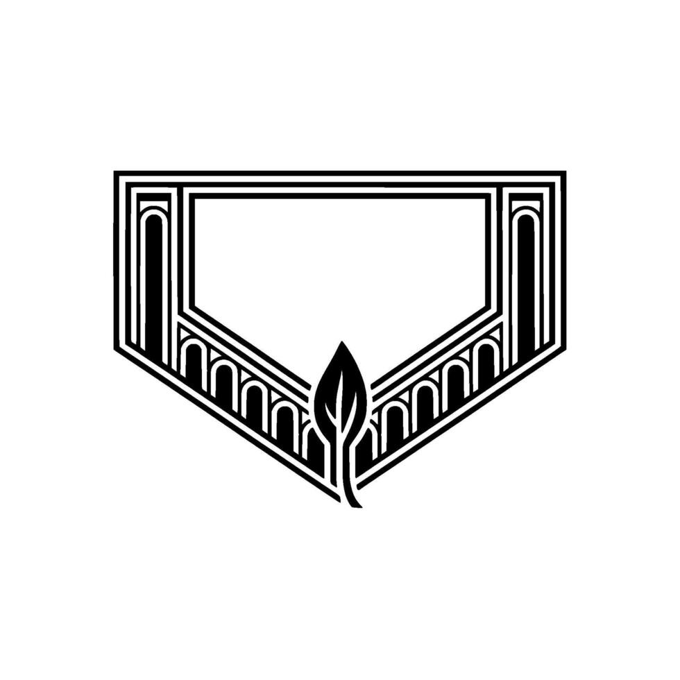 Geometric Leaf Emblem, Art Deco Style, Minimalist - Minimalism vector