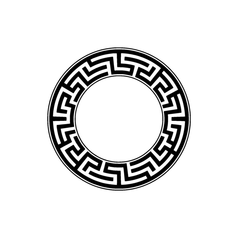 Intricate Greek Key Border, Minimalist, Circle vector