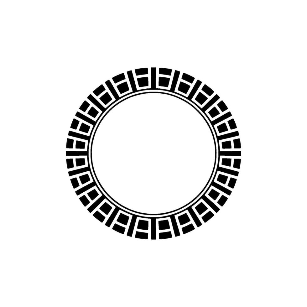 Geometric Greek Key Border, Minimalist, Circle vector