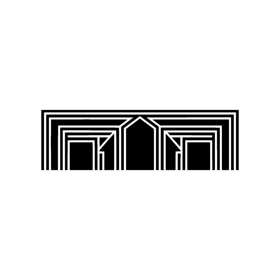 Geometric Gateway, Minimalist Architecture, Black White vector