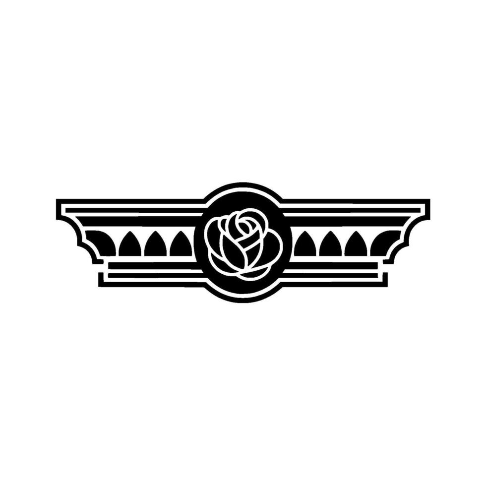 Art Deco Rose Crest Elegant Emblem vector