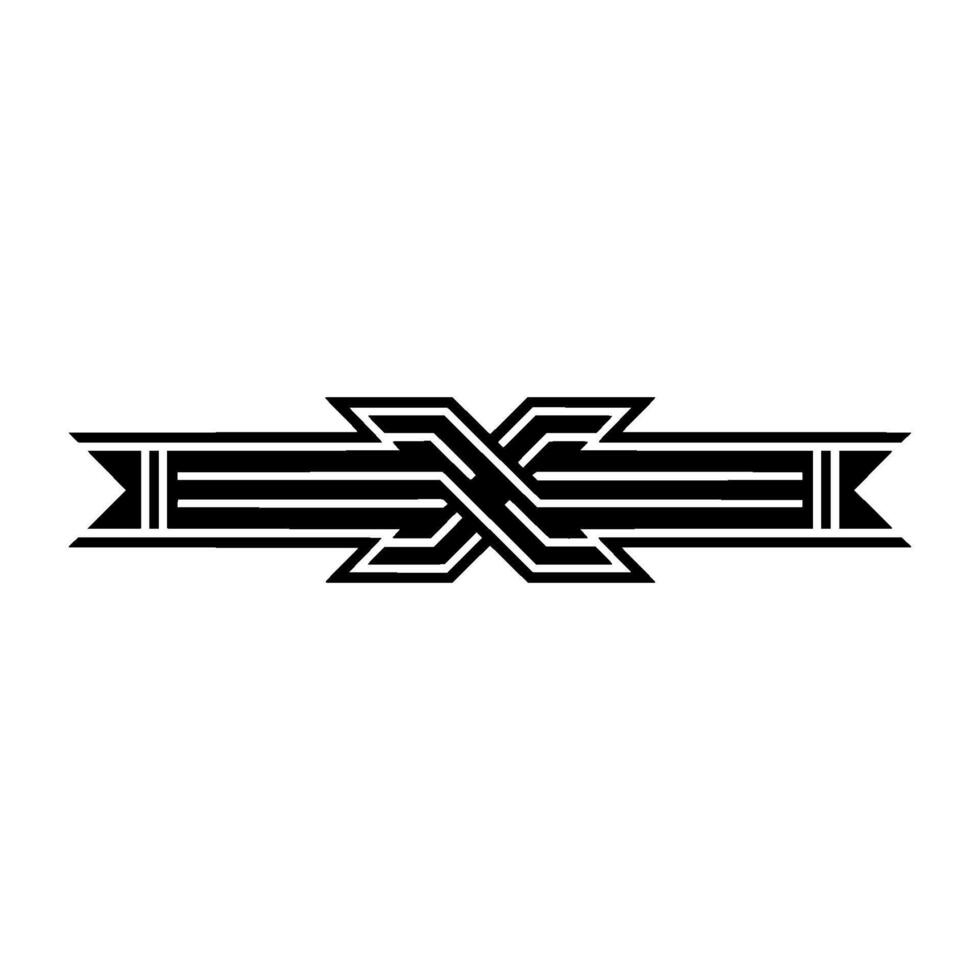 Geometric X Emblem, Streamlined , Modern Motif vector