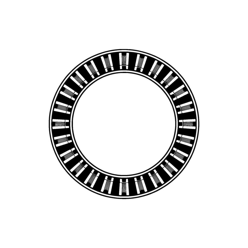 Minimalist Circular Key Pattern, Vintage Aesthetic vector