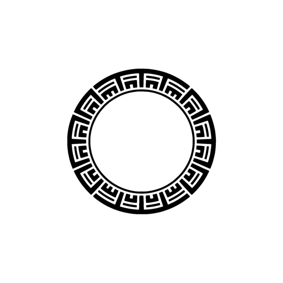 Geometric Greek Key Border, Minimalist - Circle vector