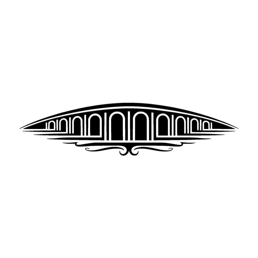 Art Deco Wave Ornament, Elegant Line Art vector