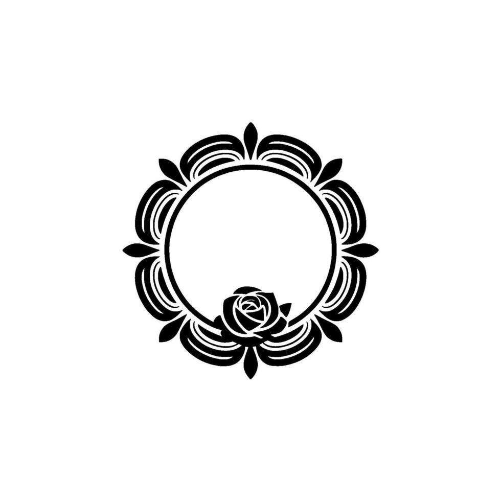 Elegant Floral Frame, Vintage Style, Minimalist, Rose vector