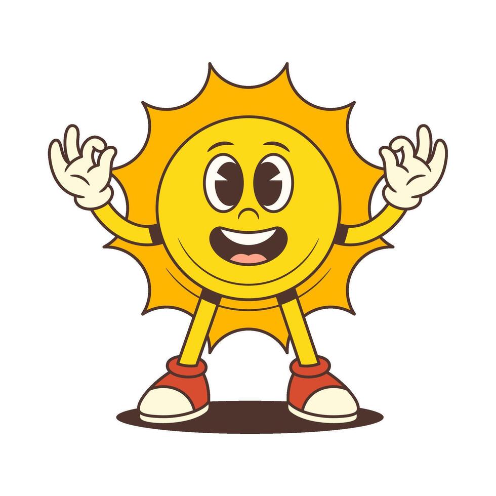 Cheerful cartoon sun character vector