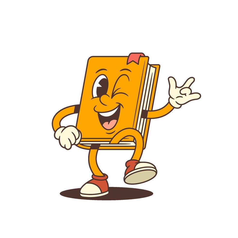 Orange Book Mascot Winking And Showing ILY Hand Gesture With Happy Expression Illustration vector