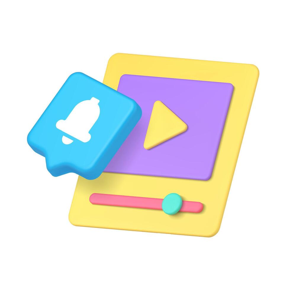 3d Realistic Icon Of Player With Notification Badge For Modern Digital Media Applications vector