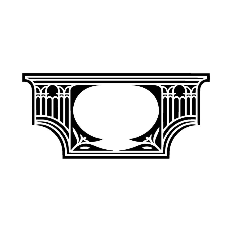 Ornate Gothic Arch Emblem, Vintage , Elegant Silhouette vector