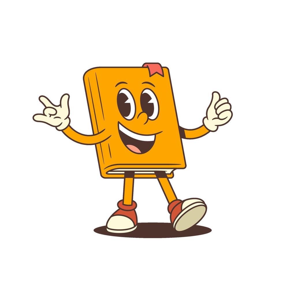 Orange Cartoon Book Mascot Smiling With ILY Hand Sign And Thumbs Up Gesture Illustration vector