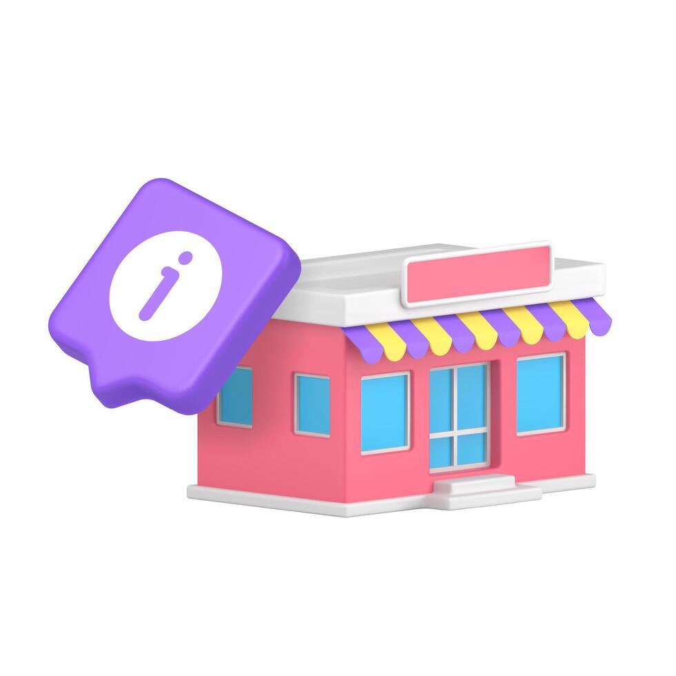 3d Realistic Icon With Colorful Shop And Info Button For Business Or Digital Application vector