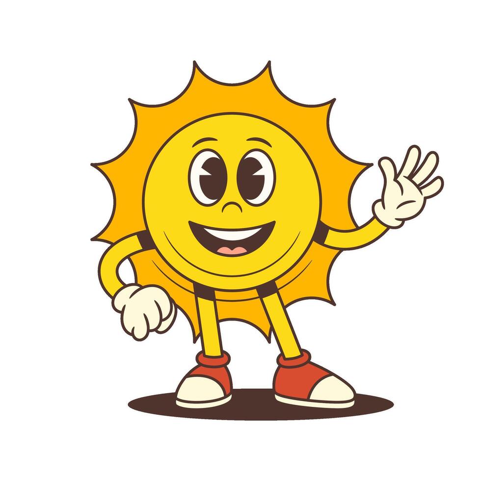 Cartoon sun character waving vector