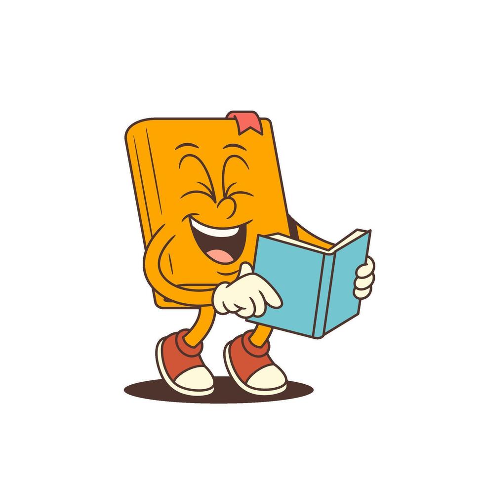 Cartoon book character reading vector