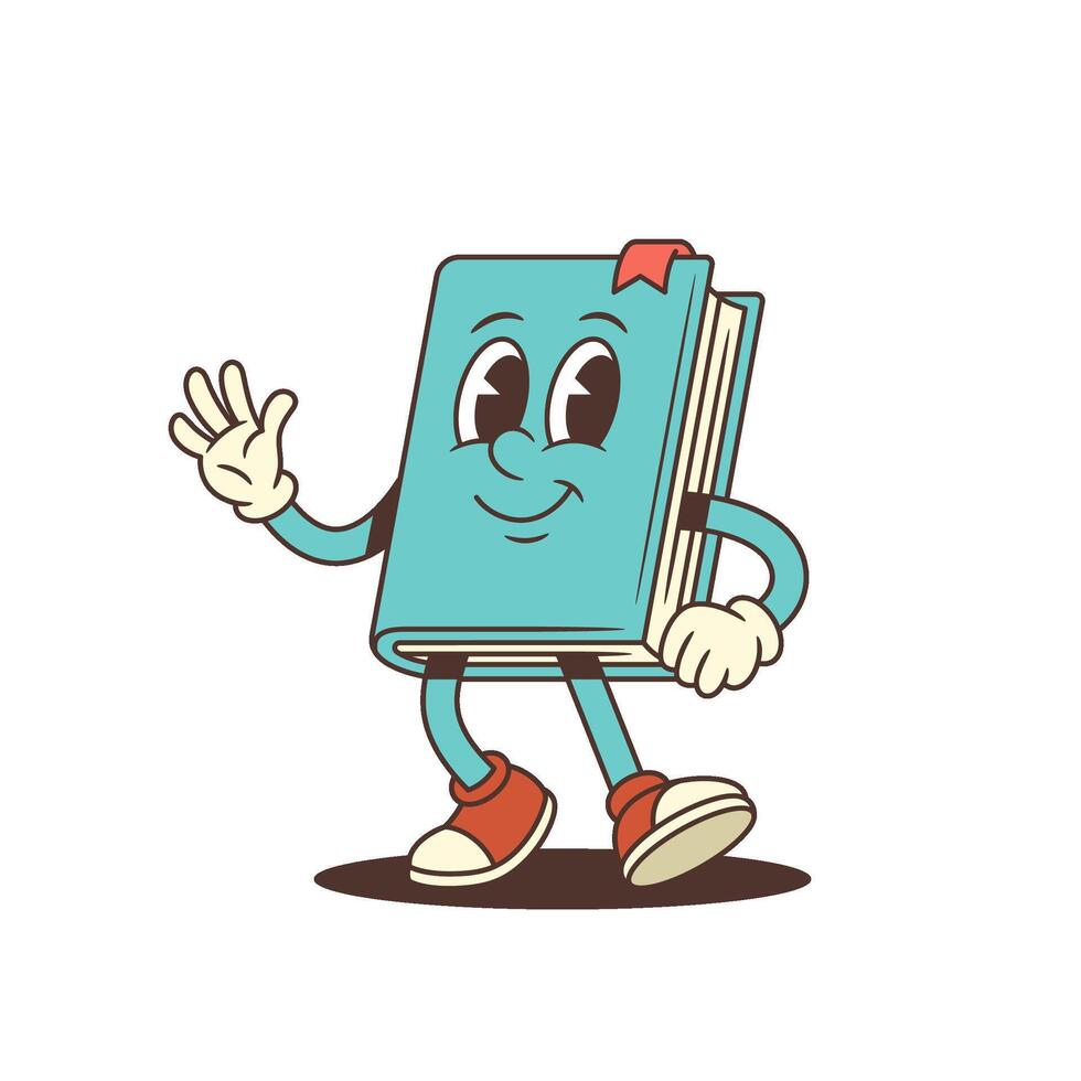 Cartoon book character waving hello vector