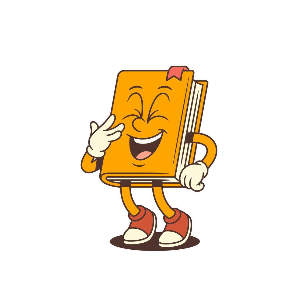 Cartoon book character smiling happily vector