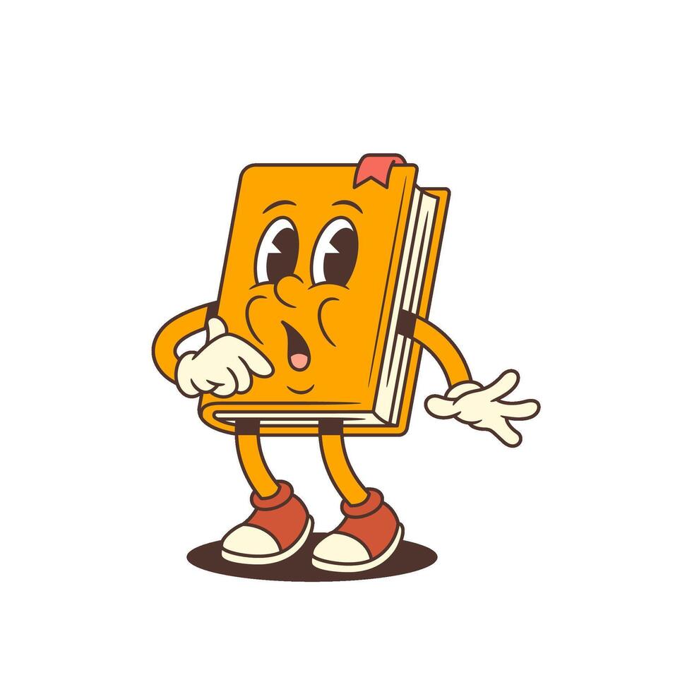Scared Orange Cartoon Book Mascot With Open Mouth Expressing Shocked Emotion Illustration vector