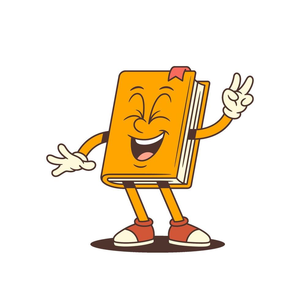 cartoon book character with peace sign vector
