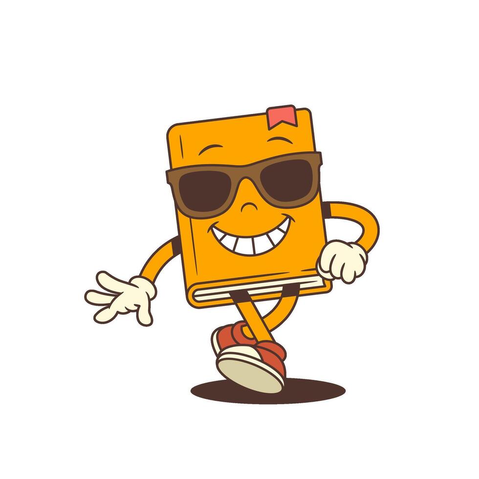 Cartoon book character with sunglasses vector