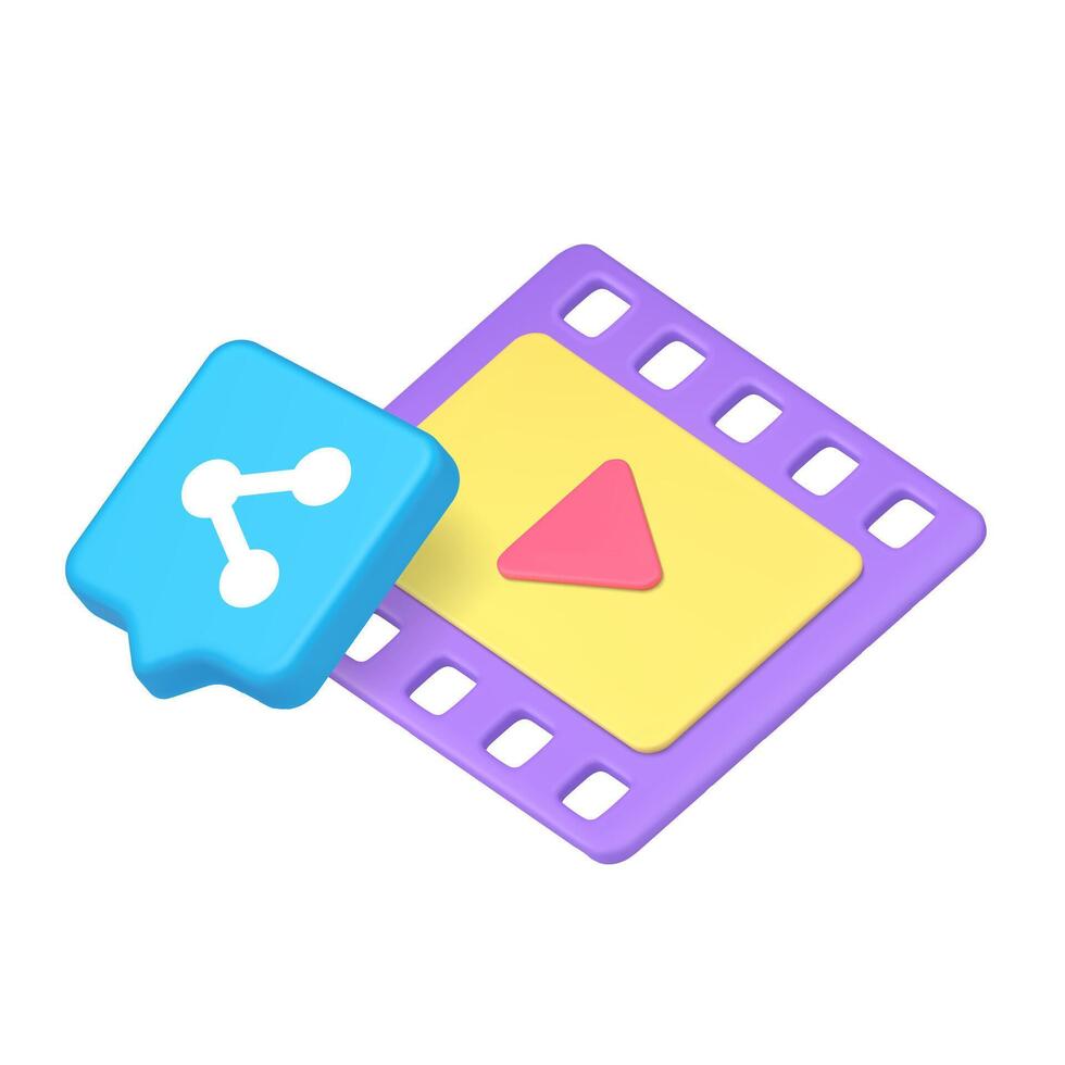 3d Realistic Icon Of Share Symbol And Player For Digital Media Content Illustration vector