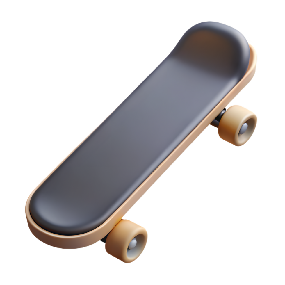 3d rendered skateboard isolated on transparent background png