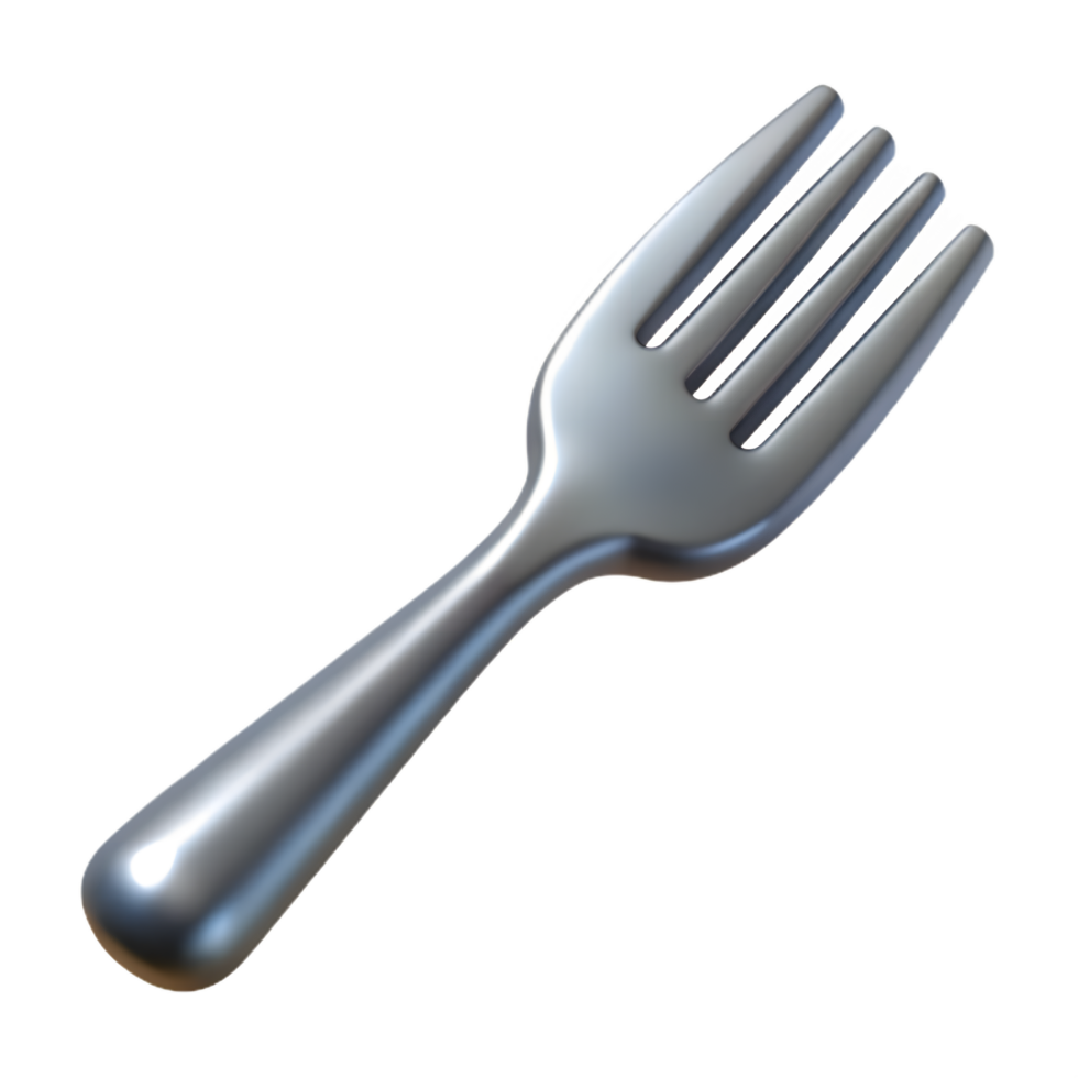 Silver metal fork isolated on transparent background png