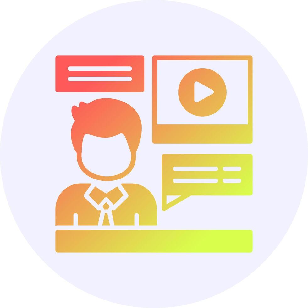 Online Interview Icon Minimal Gradient Style vector