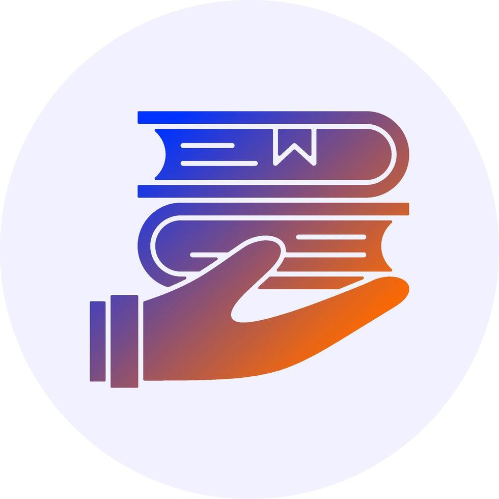 Hand with a book Icon Minimal Gradient Style vector